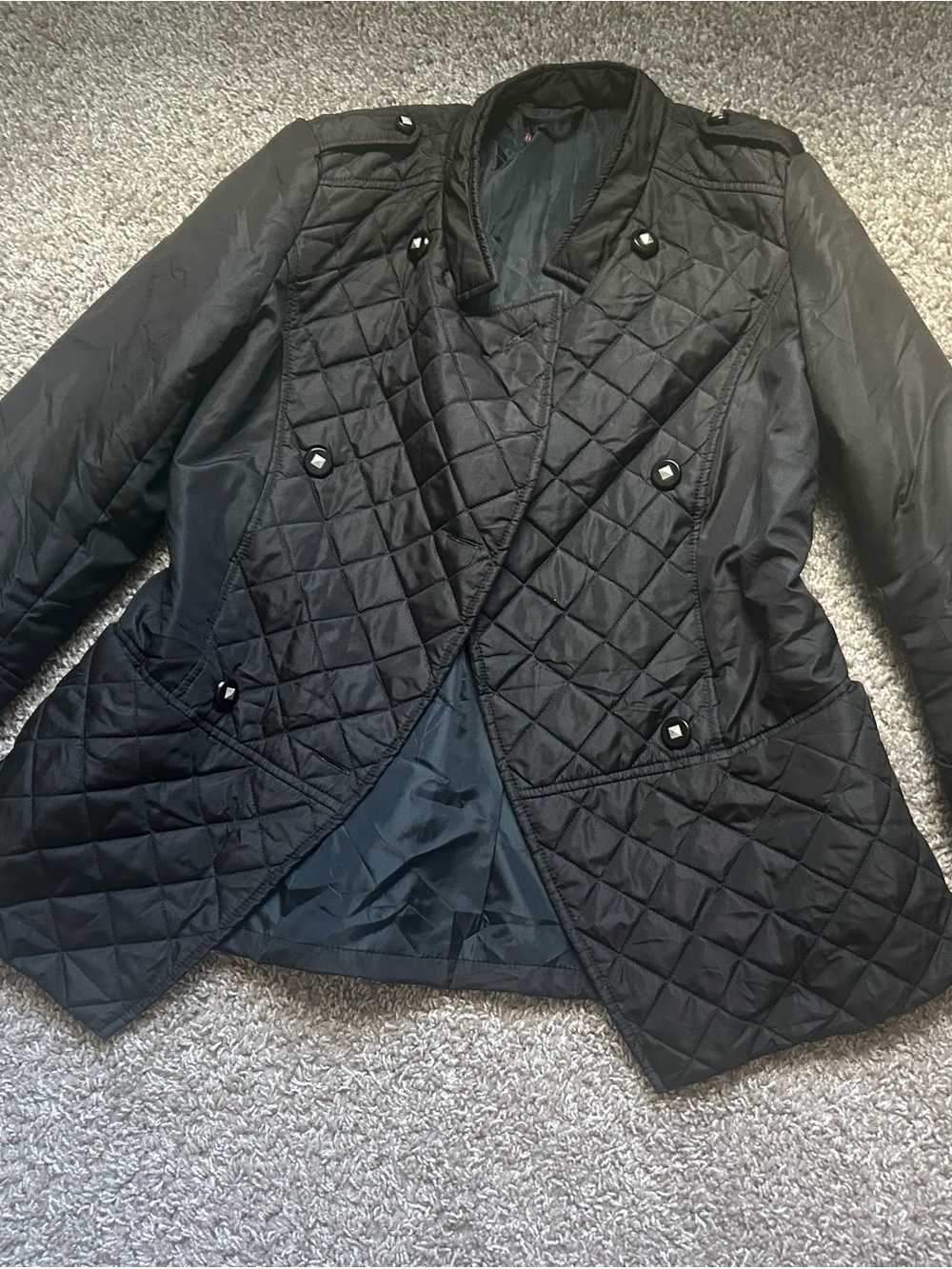 Women's Black Quilted Blazer Jacket